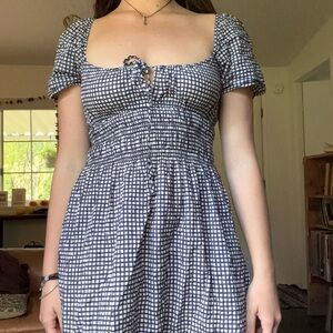 Ciao Lucia Navy and White Gingham Midi Dress